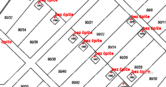 Slavonice 42517460 na parcele st. 1086 v KÚ Slavonice, Katastrální mapa
