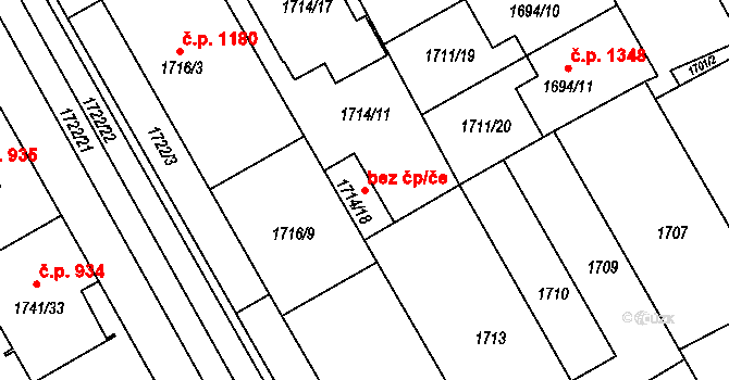 Rohatec 42737460 na parcele st. 1714/18 v KÚ Rohatec, Katastrální mapa