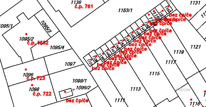 Brno 45561460 na parcele st. 1139 v KÚ Černá Pole, Katastrální mapa