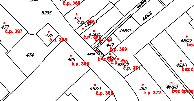 Znojmo 47511460 na parcele st. 448/1 v KÚ Znojmo-město, Katastrální mapa