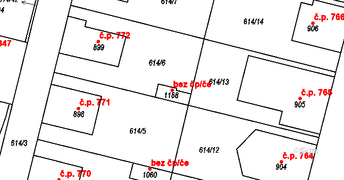 Libochovice 47615460 na parcele st. 1188 v KÚ Libochovice, Katastrální mapa