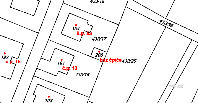 Vražkov 47951460 na parcele st. 206 v KÚ Vražkov, Katastrální mapa