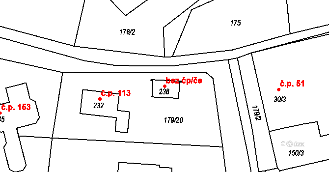Valy 49507460 na parcele st. 238 v KÚ Valy u Mariánských Lázní, Katastrální mapa