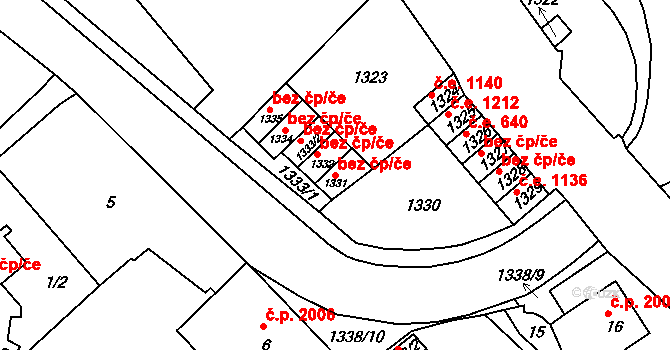 Chomutov 1421 na parcele st. 1331 v KÚ Chomutov II, Katastrální mapa
