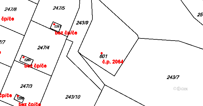 Kralupy nad Vltavou 2064 na parcele st. 601 v KÚ Kralupy nad Vltavou, Katastrální mapa
