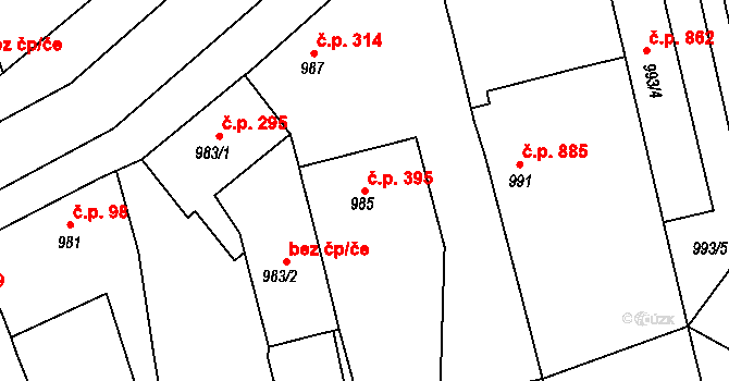 Česká Skalice 395 na parcele st. 985 v KÚ Česká Skalice, Katastrální mapa
