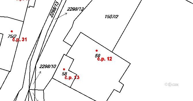 Jáma 12, Mičovice na parcele st. 59 v KÚ Jáma, Katastrální mapa