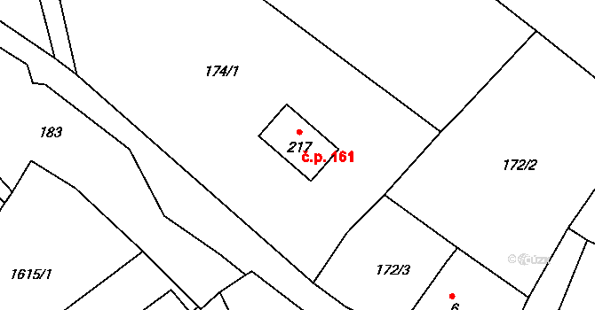 Chcebuz 161, Štětí na parcele st. 217 v KÚ Chcebuz, Katastrální mapa