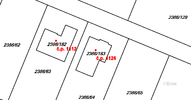 Zruč nad Sázavou 1126 na parcele st. 2386/183 v KÚ Zruč nad Sázavou, Katastrální mapa