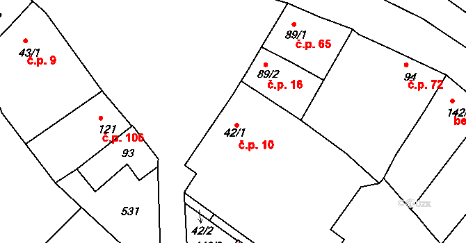Žopy 10, Holešov na parcele st. 42/1 v KÚ Žopy, Katastrální mapa