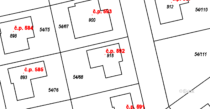 Litol 592, Lysá nad Labem na parcele st. 918 v KÚ Litol, Katastrální mapa