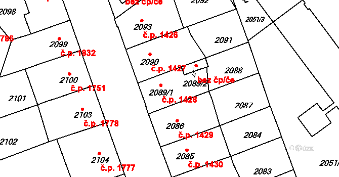 Přerov I-Město 1428, Přerov na parcele st. 2089/1 v KÚ Přerov, Katastrální mapa
