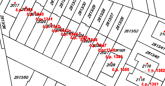 Kojetín I-Město 1347, Kojetín na parcele st. 2025 v KÚ Kojetín, Katastrální mapa