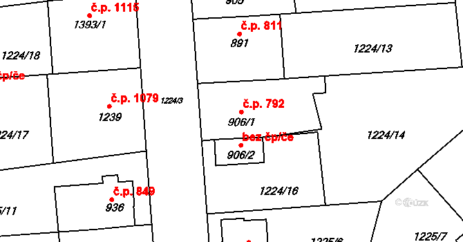 Lipník nad Bečvou I-Město 792, Lipník nad Bečvou na parcele st. 906/1 v KÚ Lipník nad Bečvou, Katastrální mapa