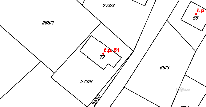 Štipoklasy 51 na parcele st. 77 v KÚ Štipoklasy u Černín, Katastrální mapa