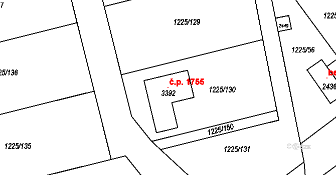 Lipník nad Bečvou I-Město 1755, Lipník nad Bečvou na parcele st. 3392 v KÚ Lipník nad Bečvou, Katastrální mapa