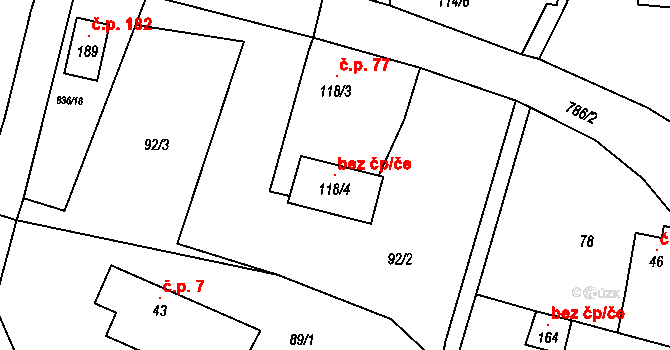 Těchlovice 119754461 na parcele st. 118/4 v KÚ Těchlovice nad Labem, Katastrální mapa