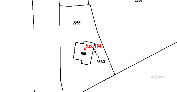 Jenišovice 164 na parcele st. 199 v KÚ Jenišovice u Jablonce nad Nisou, Katastrální mapa