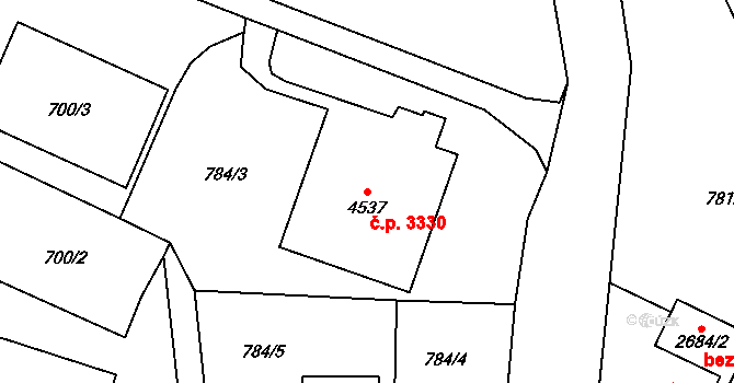 Jablonec nad Nisou 3330 na parcele st. 4537 v KÚ Jablonec nad Nisou, Katastrální mapa