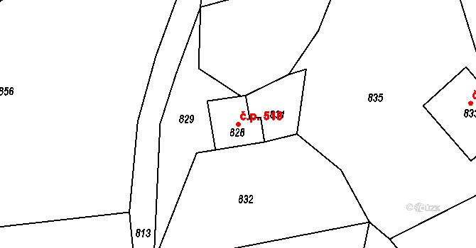 Desná III 518, Desná na parcele st. 828 v KÚ Desná III, Katastrální mapa