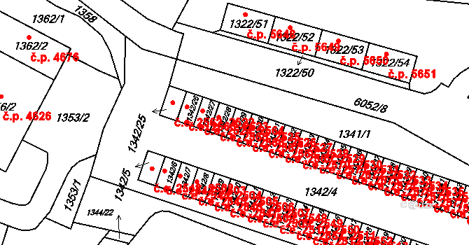 Jihlava 2526,2566 na parcele st. 1342/29 v KÚ Jihlava, Katastrální mapa