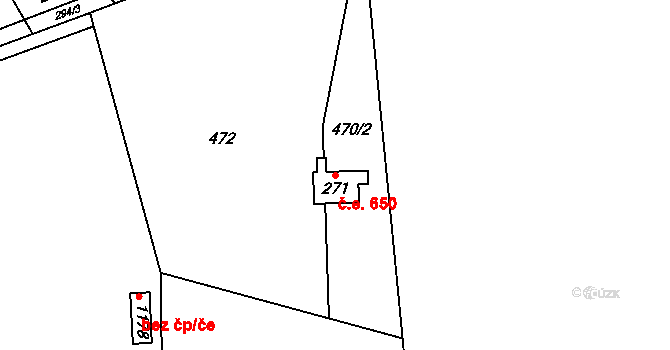 Kamenný Újezdec 650, Kamenný Přívoz na parcele st. 271 v KÚ Kamenný Přívoz, Katastrální mapa