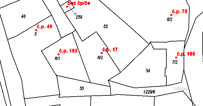 Ejpovice 17 na parcele st. 6/2 v KÚ Ejpovice, Katastrální mapa