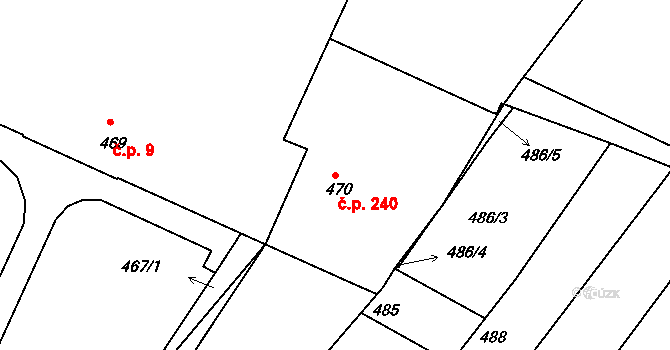 Domanín 240 na parcele st. 470/1 v KÚ Domanín, Katastrální mapa