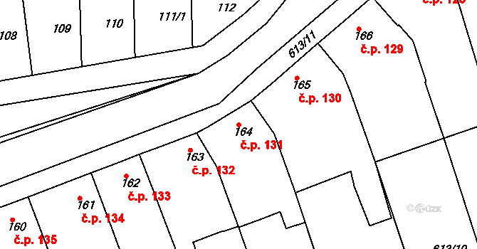 Rymice 131 na parcele st. 164 v KÚ Rymice, Katastrální mapa