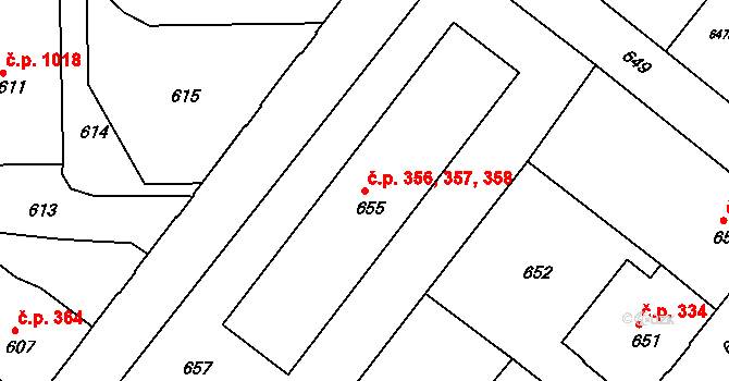 Rýmařov 356,357,358 na parcele st. 655 v KÚ Rýmařov, Katastrální mapa