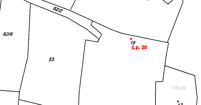 Hoškovice 20, Mnichovo Hradiště na parcele st. 18 v KÚ Hoškovice, Katastrální mapa