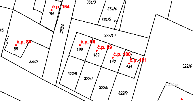 Nepasice 99, Třebechovice pod Orebem na parcele st. 139 v KÚ Nepasice, Katastrální mapa