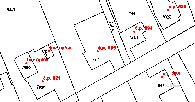 Lutyně 556, Orlová na parcele st. 796 v KÚ Horní Lutyně, Katastrální mapa