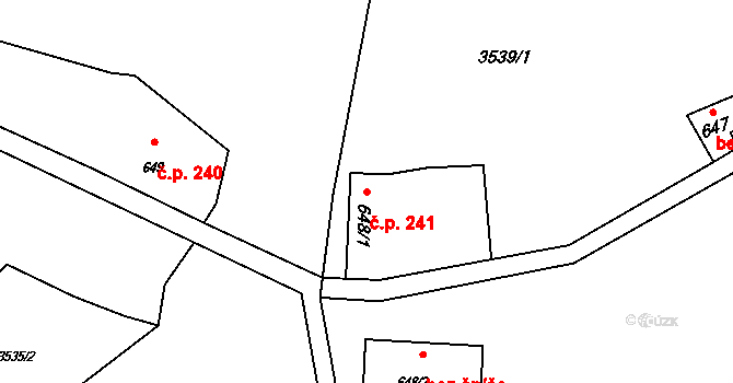 Rožnov pod Radhoštěm 241 na parcele st. 648/1 v KÚ Rožnov pod Radhoštěm, Katastrální mapa