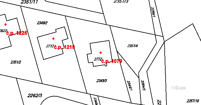 Rožnov pod Radhoštěm 1079 na parcele st. 2772 v KÚ Rožnov pod Radhoštěm, Katastrální mapa