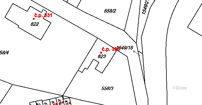 Prachatice II 330, Prachatice na parcele st. 623 v KÚ Prachatice, Katastrální mapa