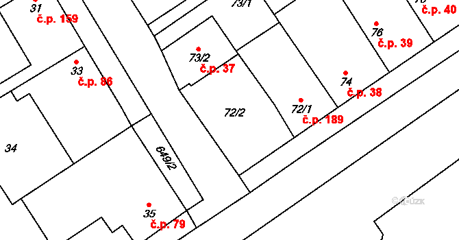 Třebestovice 37 na parcele st. 73/2 v KÚ Třebestovice, Katastrální mapa