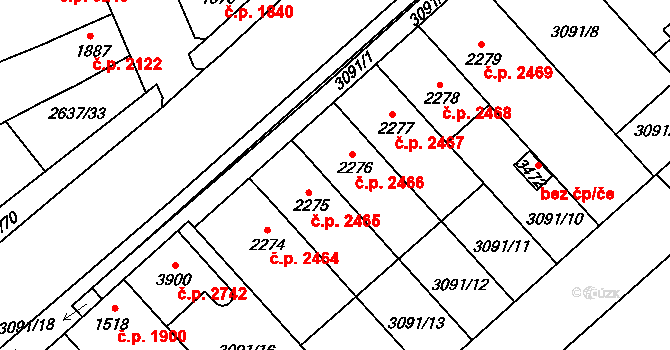 Břeclav 2466 na parcele st. 2276 v KÚ Břeclav, Katastrální mapa