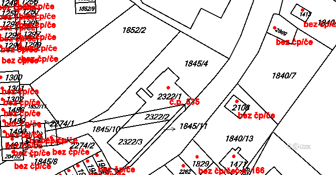 Malá Strana 535, Týn nad Vltavou na parcele st. 2322/1 v KÚ Týn nad Vltavou, Katastrální mapa