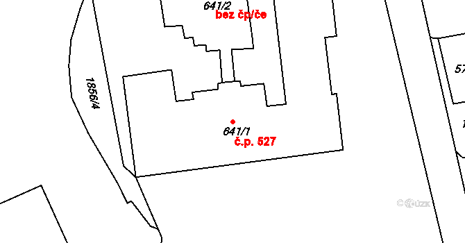 Česká Kamenice 527 na parcele st. 641/1 v KÚ Česká Kamenice, Katastrální mapa