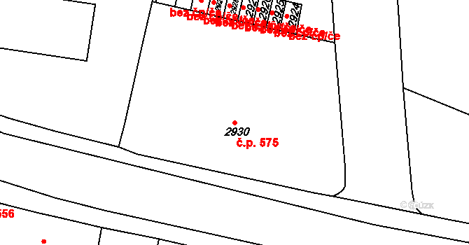Sokolov 575 na parcele st. 2930 v KÚ Sokolov, Katastrální mapa