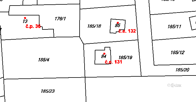 Ješovice 131, Liběchov na parcele st. 84 v KÚ Ješovice, Katastrální mapa