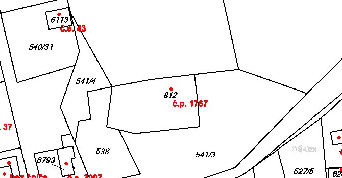 Cheb 1767 na parcele st. 812 v KÚ Cheb, Katastrální mapa