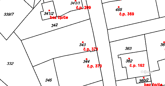 Dolní Rychnov 371 na parcele st. 343 v KÚ Dolní Rychnov, Katastrální mapa