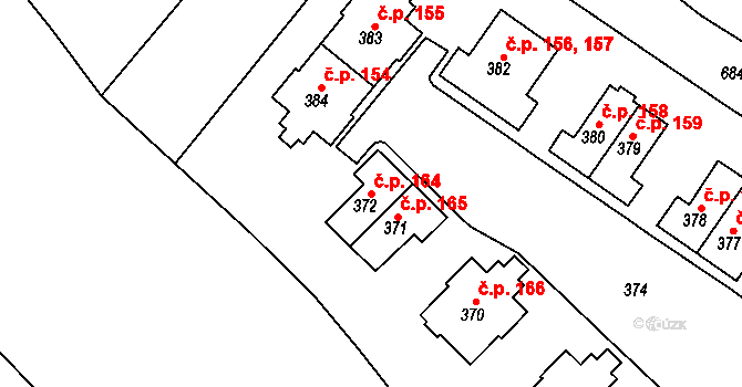 Svatava 164 na parcele st. 372 v KÚ Svatava, Katastrální mapa