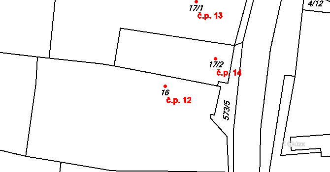 Miletice 12, Dlažov na parcele st. 16 v KÚ Miletice u Dlažova, Katastrální mapa