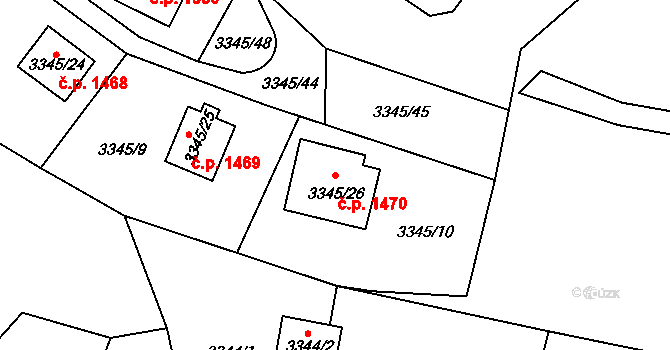 Turnov 1470 na parcele st. 3345/26 v KÚ Turnov, Katastrální mapa