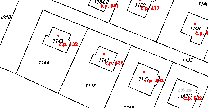 Jablůnka 435 na parcele st. 1141 v KÚ Jablůnka, Katastrální mapa