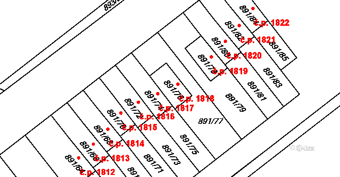 Krč 1818, Praha na parcele st. 891/76 v KÚ Krč, Katastrální mapa