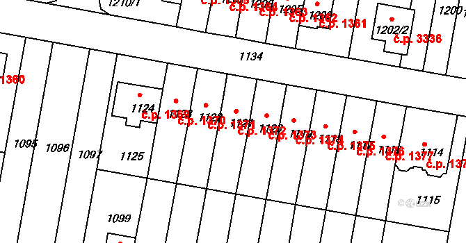 Záběhlice 1372, Praha na parcele st. 1121 v KÚ Záběhlice, Katastrální mapa